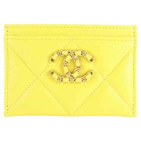 chanel yellow card holder|chanel card holder with flap.